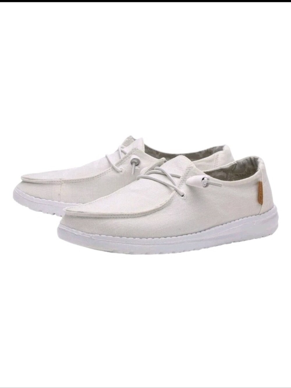 Hey Dude Wendy Chambray White Moc Toe Canvas Casual Shoes Women's Size 6